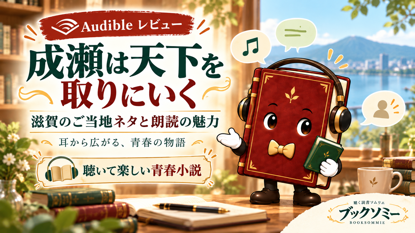 『成瀬は天下を取りにいく』Audibleレビュー。滋賀のご当地ネタと朗読の魅力を紹介するブックソミーの画像
